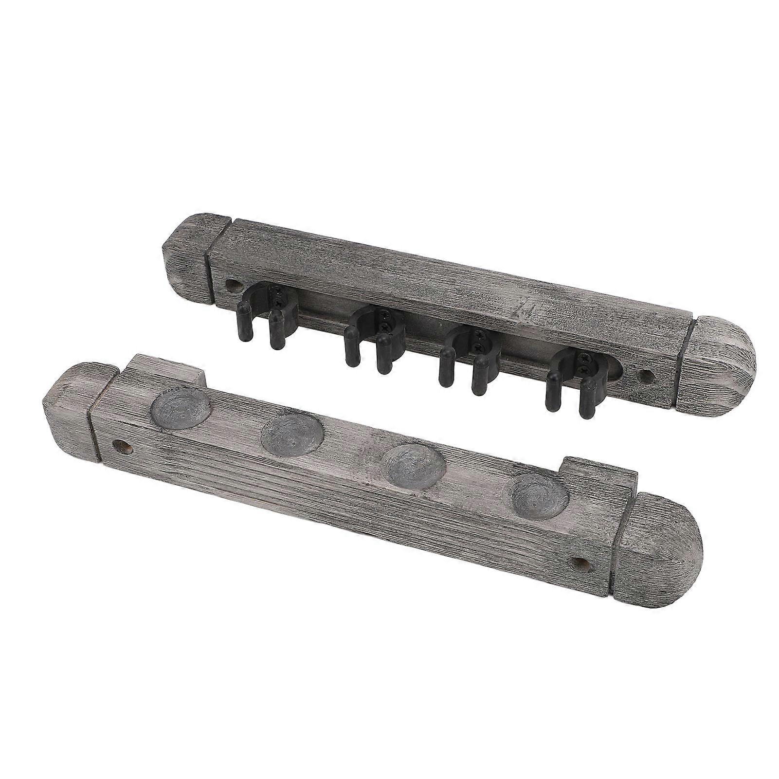 Wandmontierter Queuehalter Rack 4 Slots Moderner Billardqueuehalter aus Holz Silbergrau 