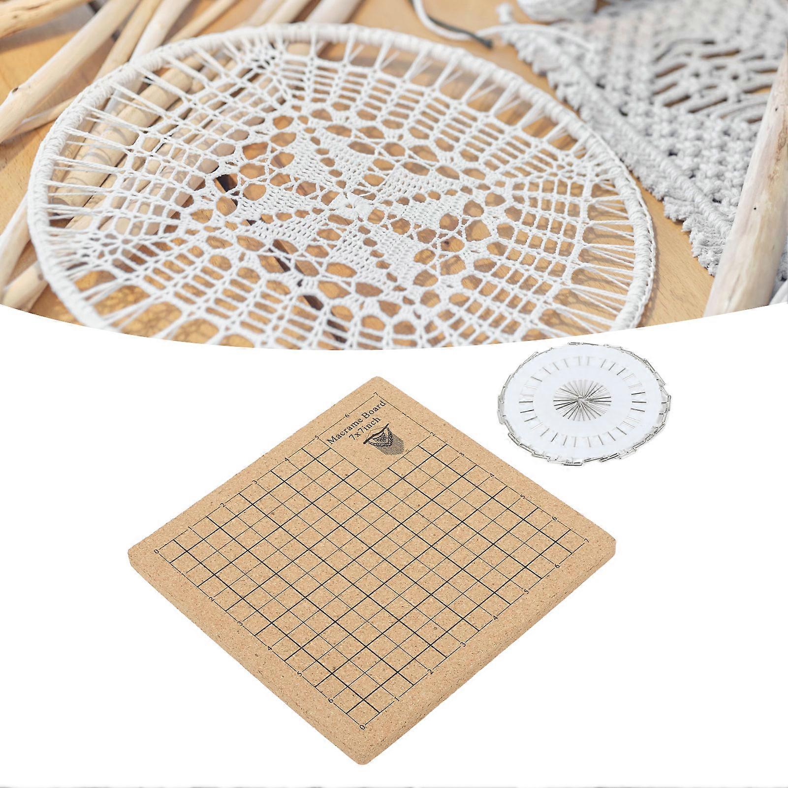 Makramee-Brett Doppelseitiges Makramee-Projektbrett DIY-Gitter Flechtbrett mit Stecknadeln für die Schmuckherstellung Armbänder Display 7x7 Zoll 