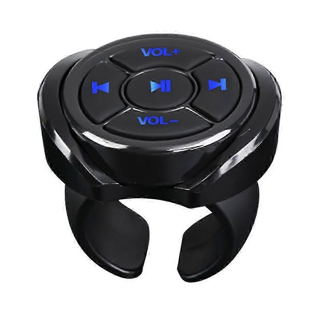 Wireless Bluetooth Remote for Car Motorcycle Steering Wheel Music Control - Black