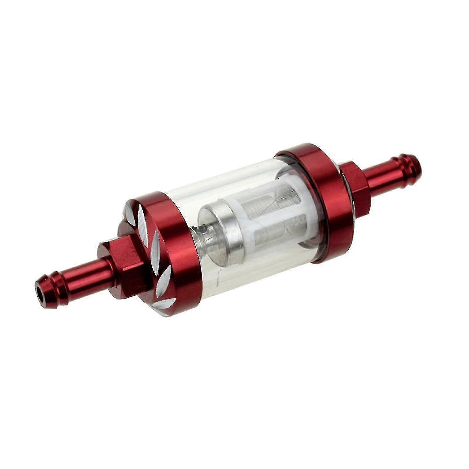 Motorrad Gaskraftstofffilter Abnehmbar Aluminium Transparent Inline - Rot