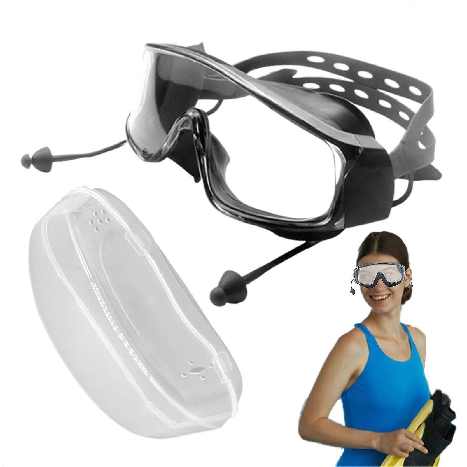 Versatile swimming goggles with earplugs, antifog wideview pool goggles