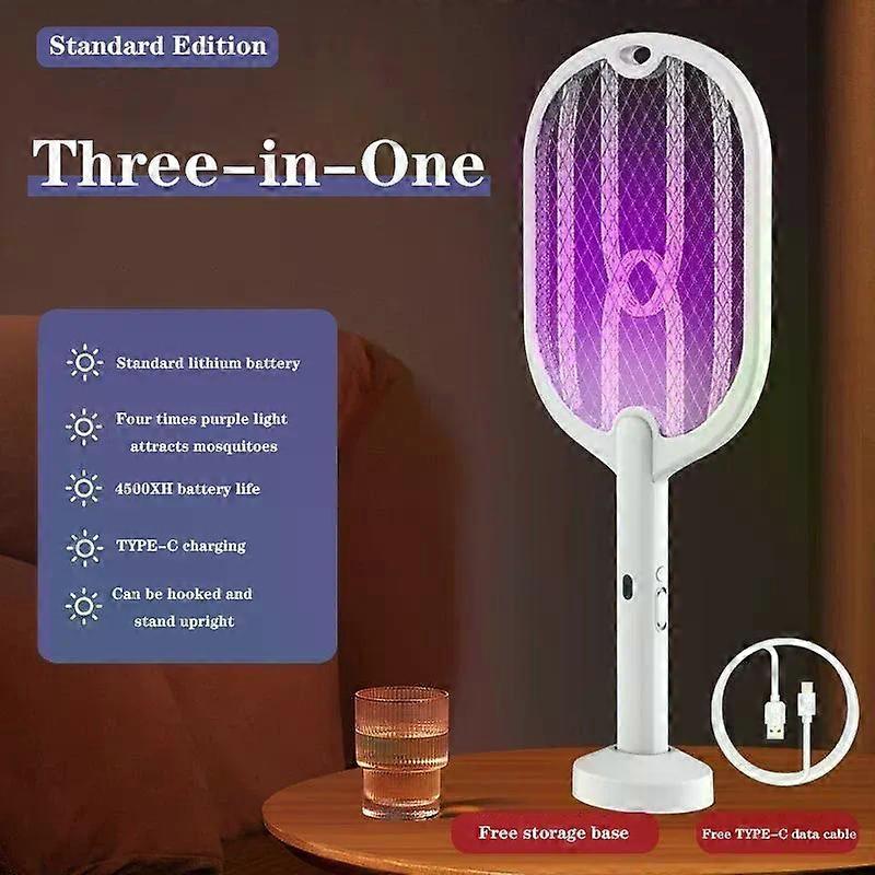 Upgraded 3000V Mosquito Swatter with TYPE-C Charging 3 in 1 Electric Mosquito Swatter Mosquito Killer Lamp