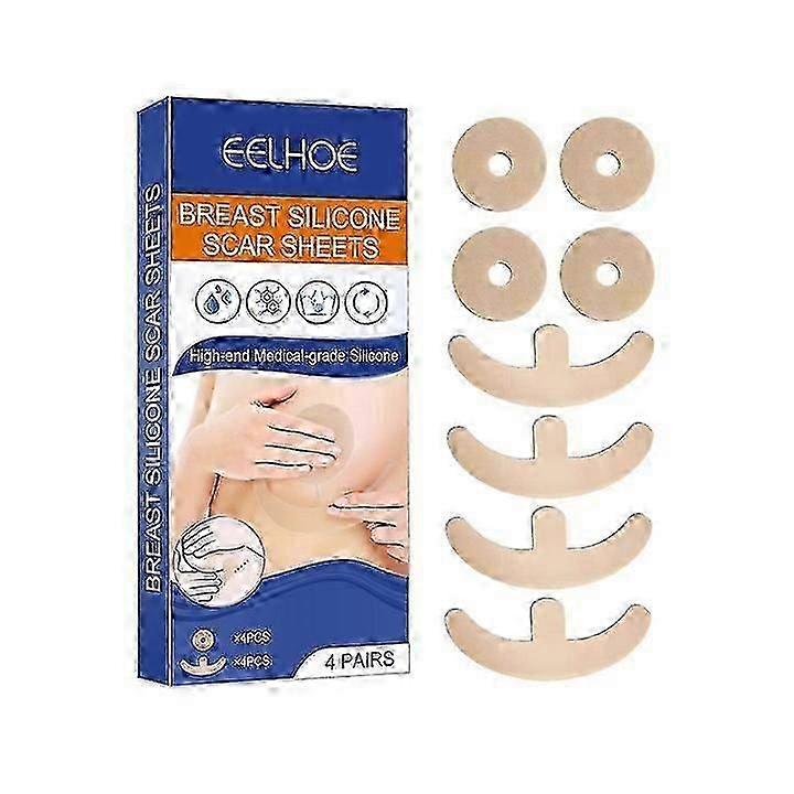 8 Pack Silicone Scar Sheets for Breast Reduction After Surgery with 4 Areola Strips and 4 Soft Strips