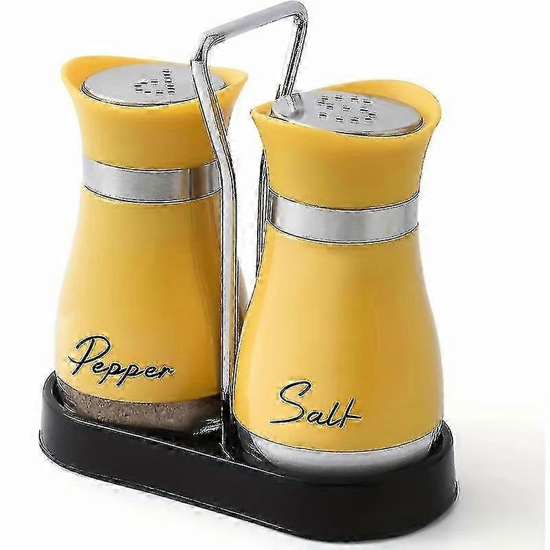 1-Set Elegant Glass Salt and Pepper Shakers with Holder Rack - Durable Spice Containers for Tabletop Use, RV Trips, Camping & BBQ - Function