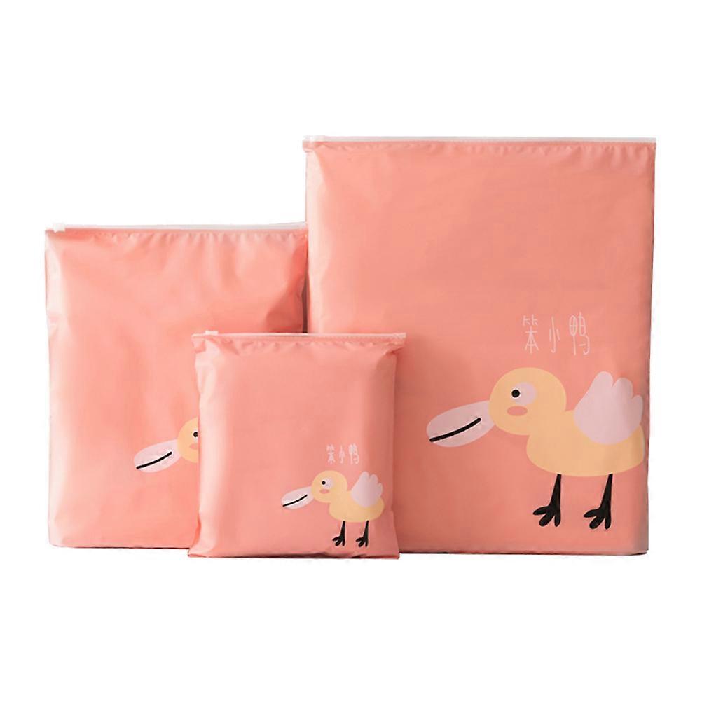 Waterproof Drawstring Bag for Women and Men Travel Sorting 37.00X41.00X0.20CM Orange Polyester 3Pcs