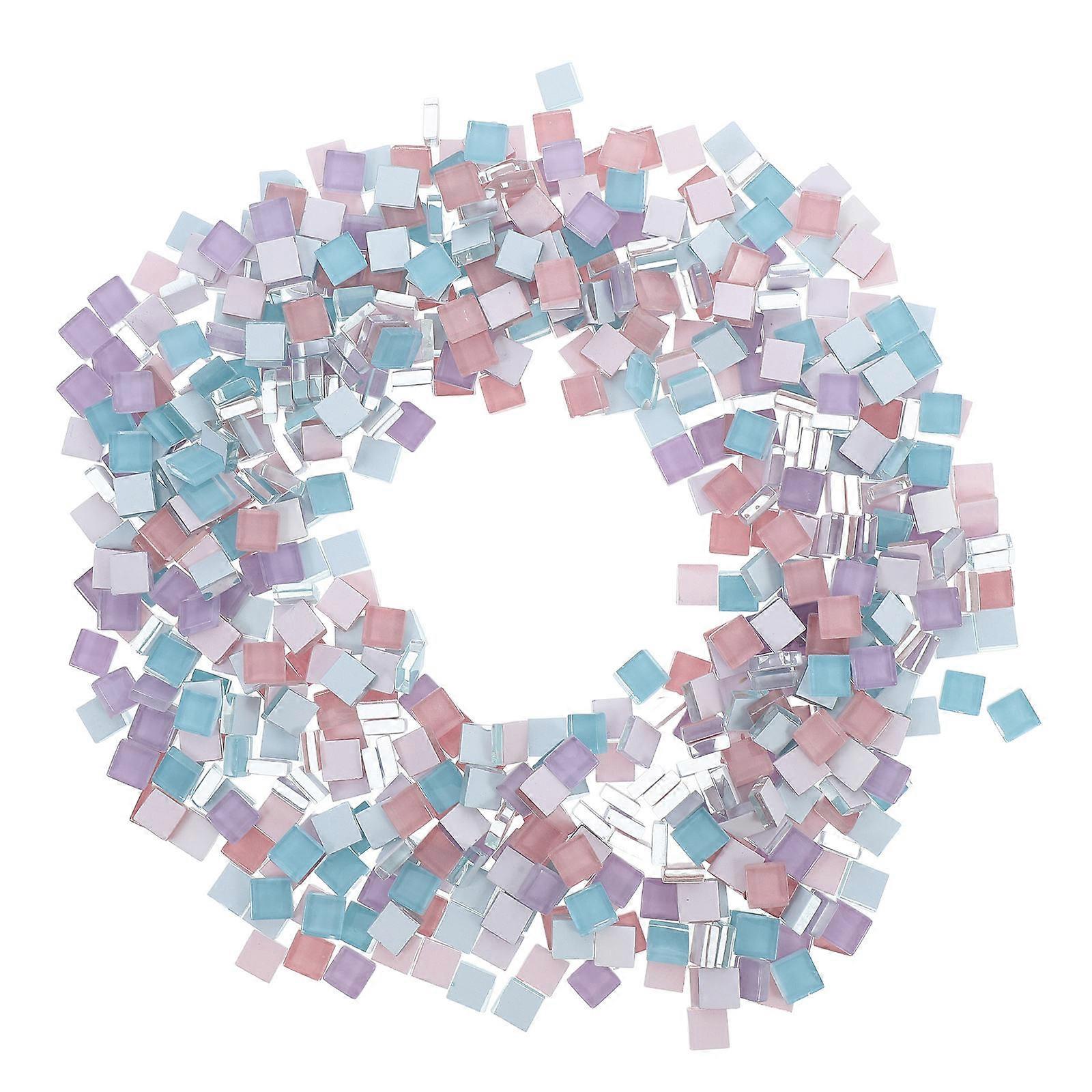 Diy Mosaic Tiles Kit Colored Glass Pieces For Creative Projects Square Shape 1.00X1.00X0.30CM 2 Bags