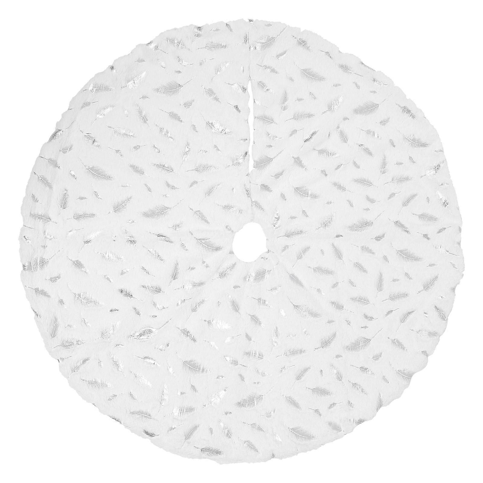 Silver Plush Christmas Tree Skirt – Soft Festive Holiday Decoration for Home, Office, and Hotel Xmas Tree Display