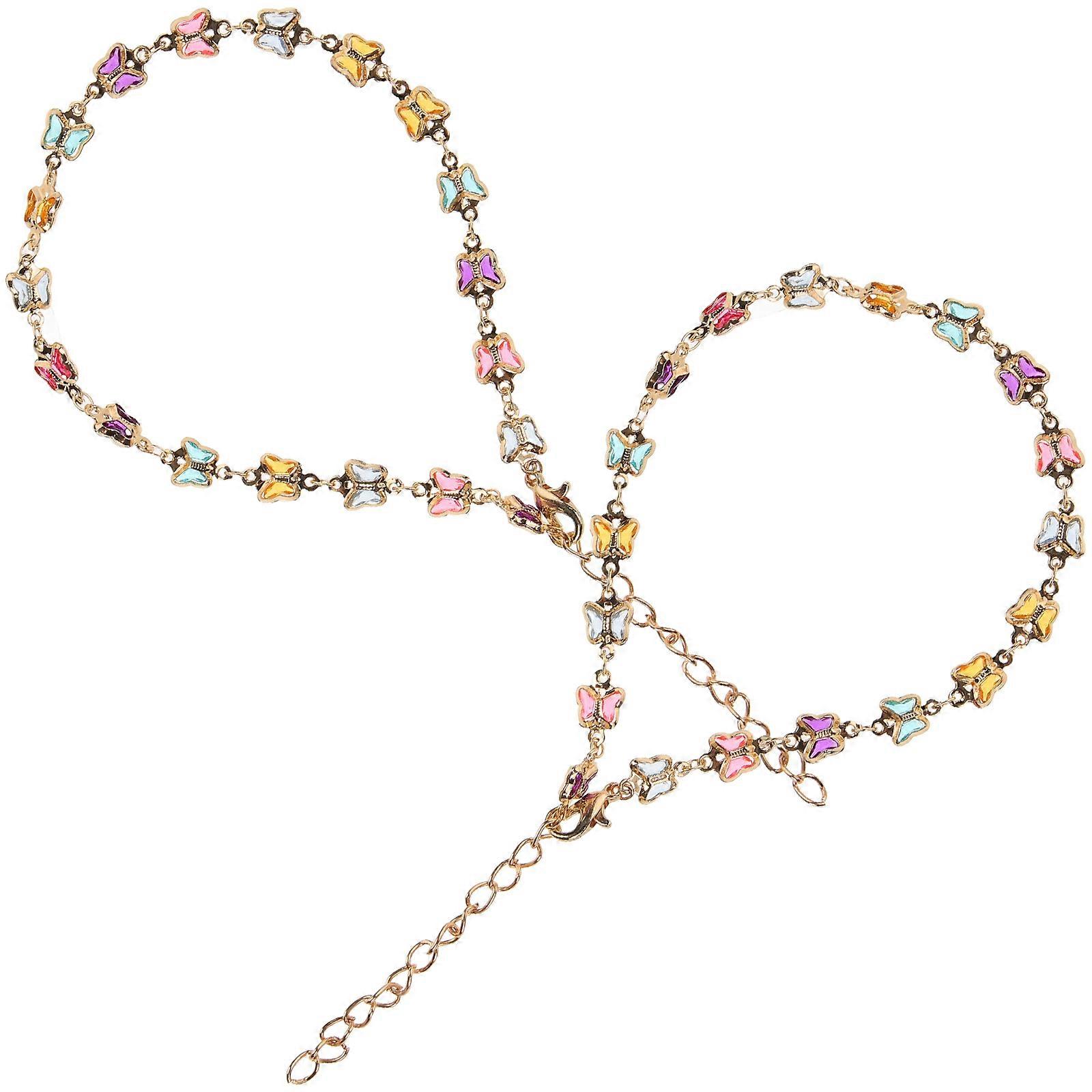 Here's a refined and professional product description for the item you mentioned:
**2pcs Adjustable Women's Anklet Colorful Rhinestone & Metal