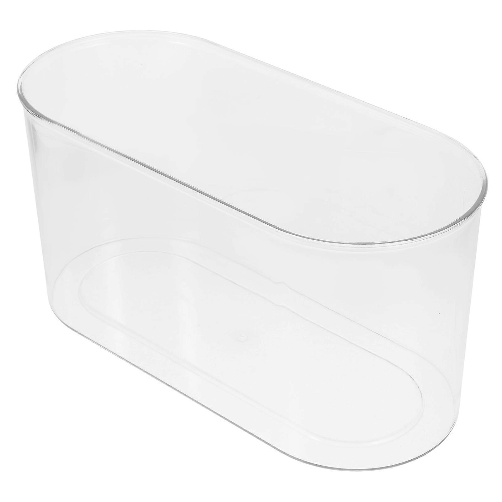 Transparent Oval Betta Fish Tank Desktop Aquarium Easy Clean Plastic Container for Small Spaces Office Decor Crab Turtle Reptile Shrimp Goldfish