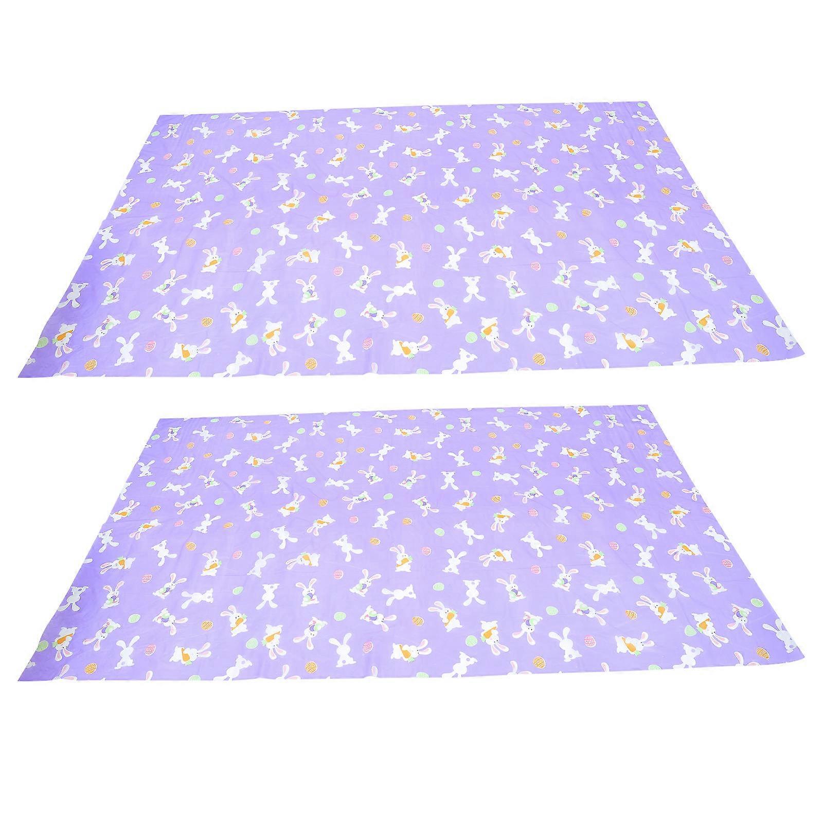 Dining Room Table Cloth Easter Theme Table Cloth Purple 229X137CM Rectangular Decorative Home Users 2Pack