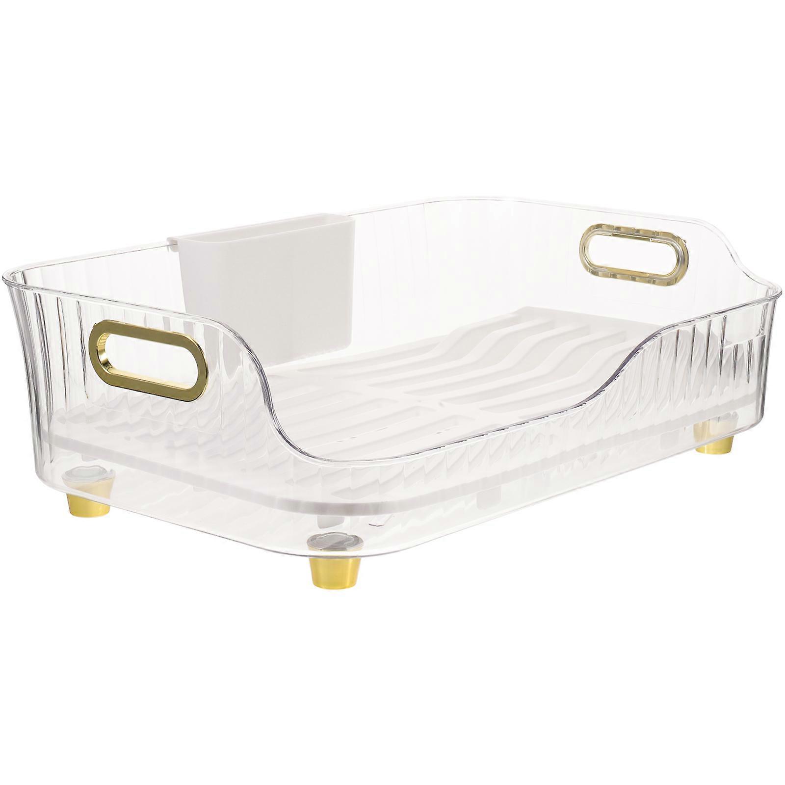 Dish Drying Tray Vegetable Drainer For Kitchen Use Square Shape Simple Design Plastic 1Pcs