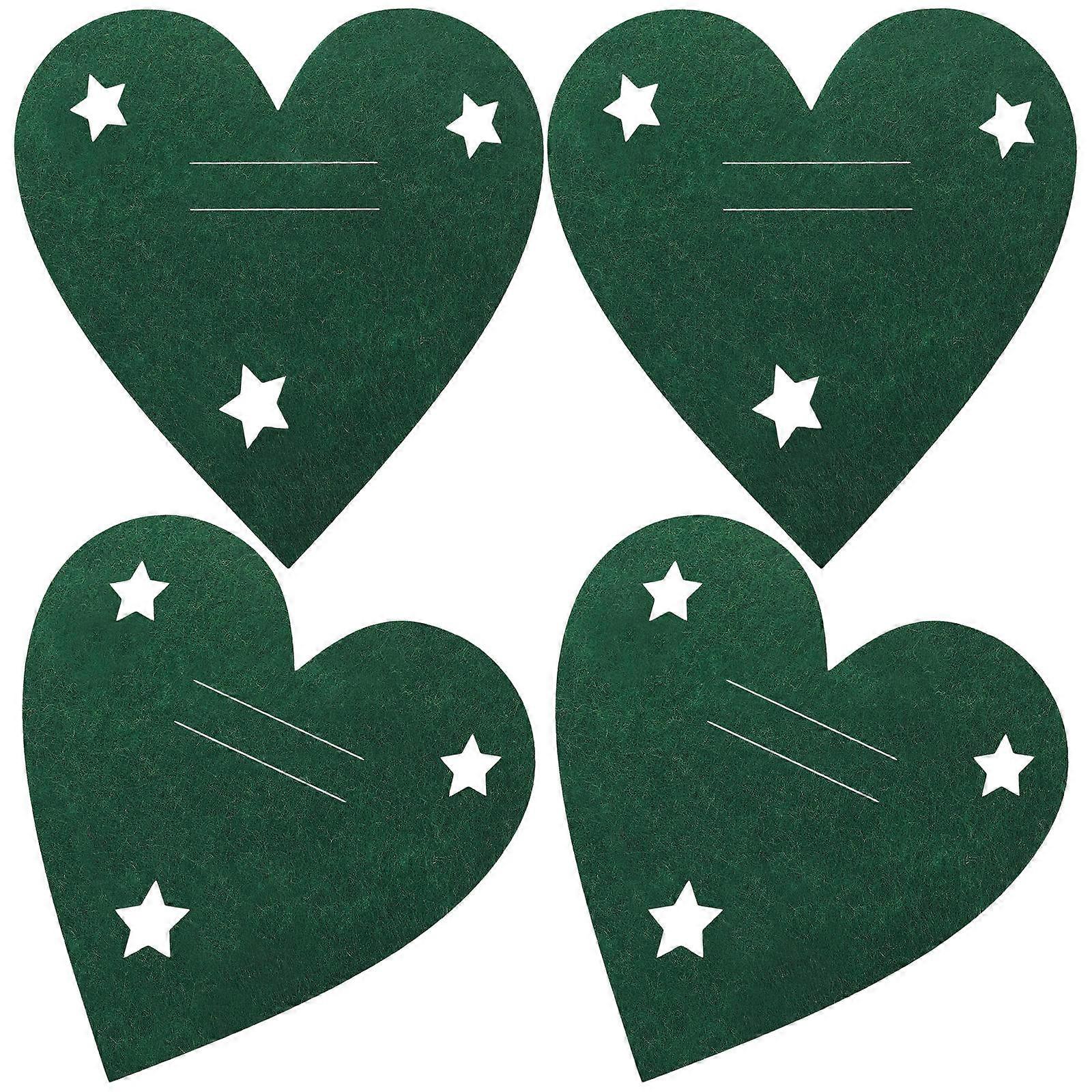 Heart Shaped Tableware Holder Christmas Party Use Green Fabric 4Pcs