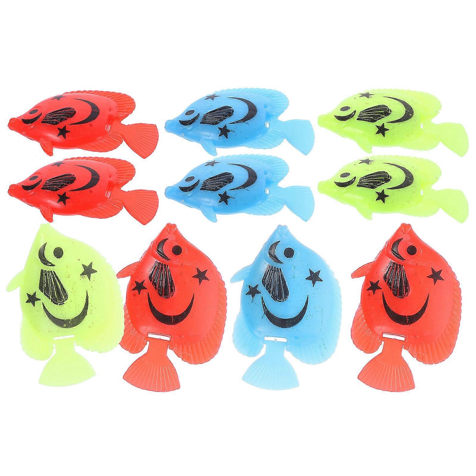 Plastic Floating Fish With Moving Tail For Aquarium Use Ornamental Fish Decoration 4.00X3.50X0.20CM 10Pcs