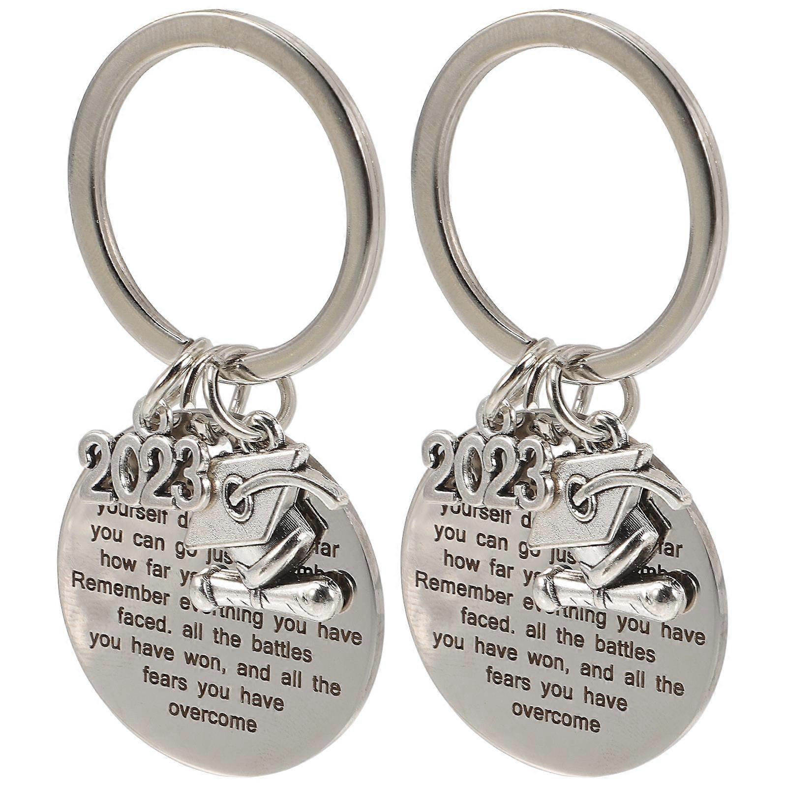 Meaningful Keychain Graduation Keychain Commemorative present Silver 5.8x2.9cm Hanging Ornament 2Pcs