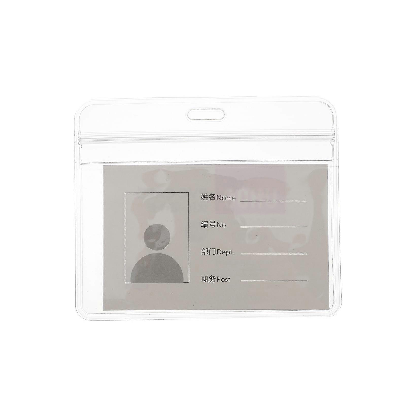 Badge Covers Reusable Badge Holder Transparent Work Holder Employee Badge Hanging Tag For Office Business Card Holder 10Pcs
