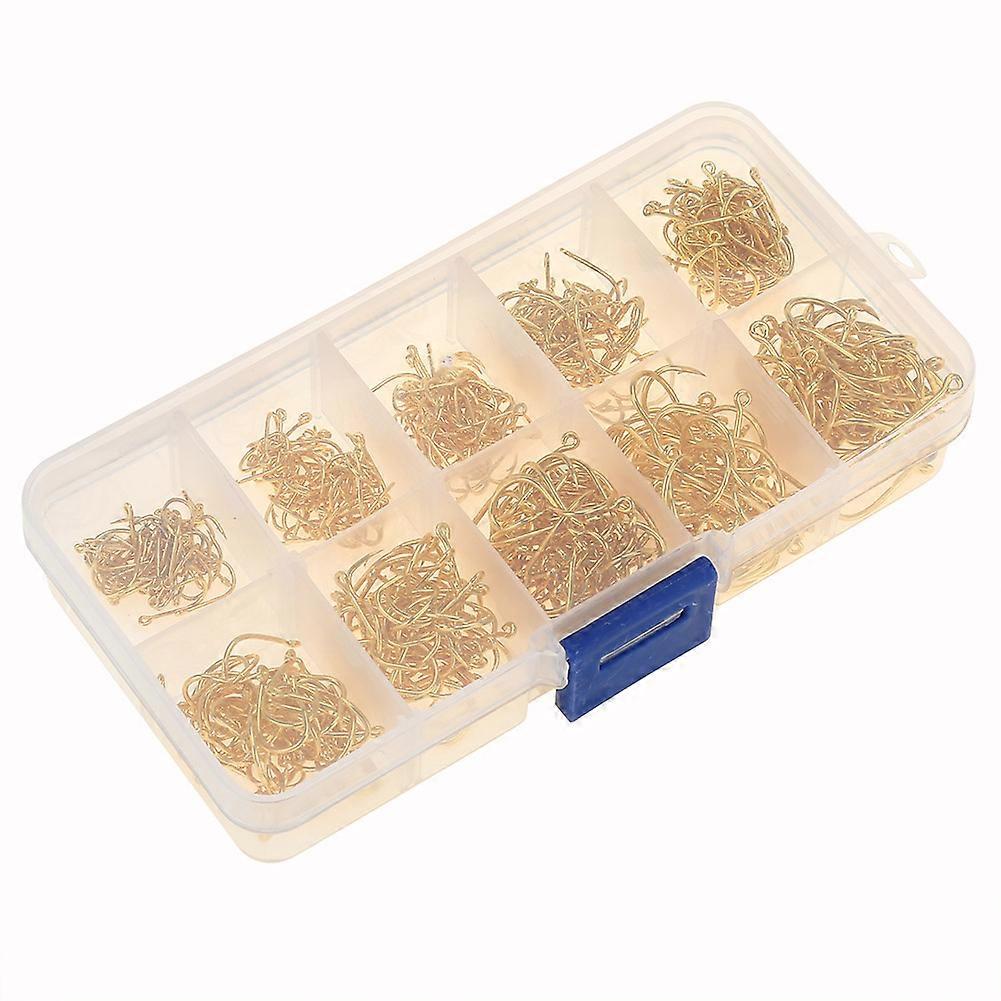 500pcs Black High Carbon Steel Saltwater Fishing Hooks (Gold)