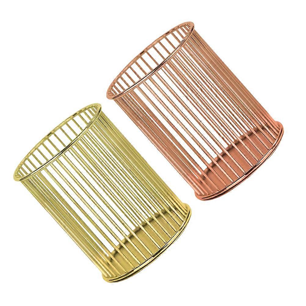 Pen Cups Iron Wire Storage Dressing Table Use Golden 2Pcs