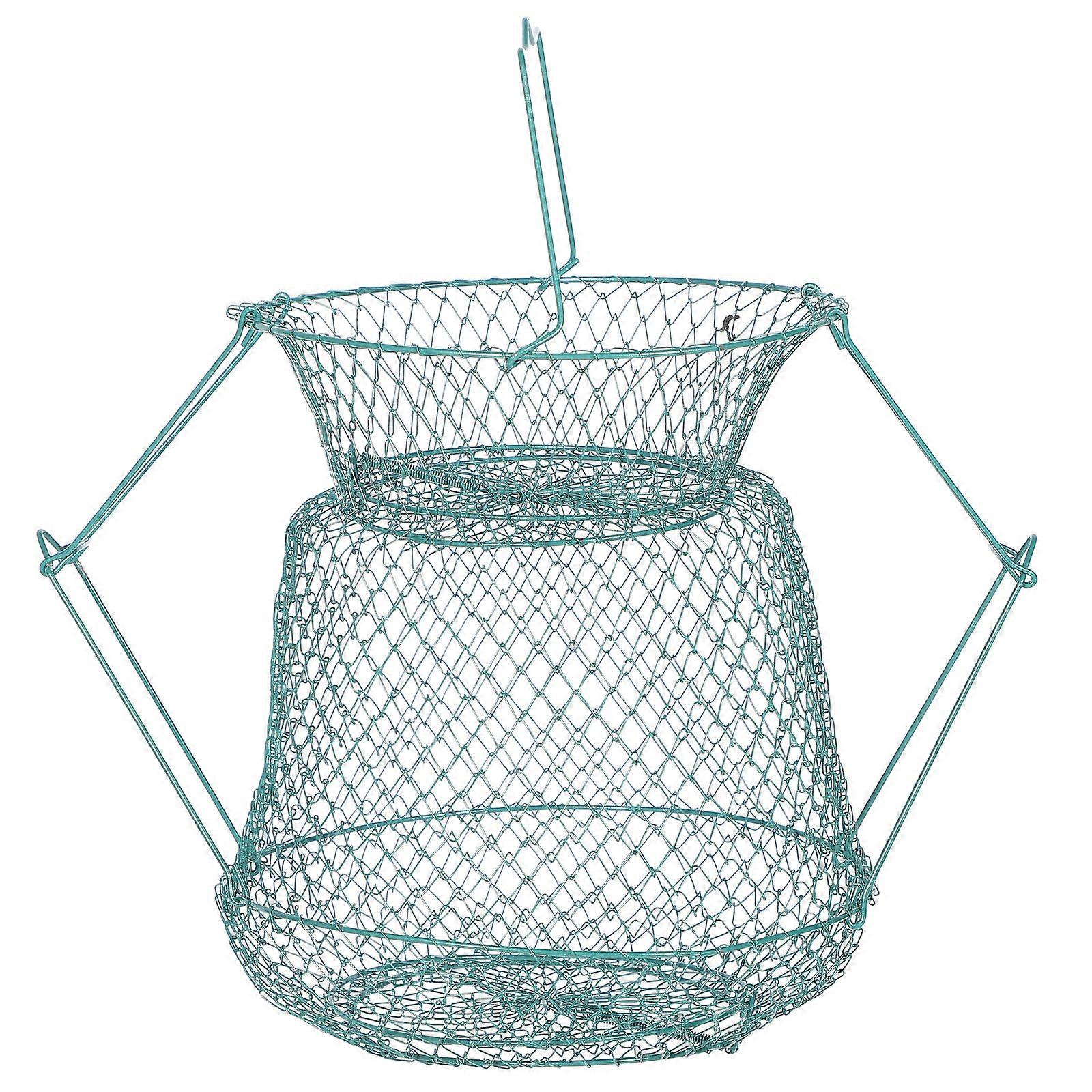 Collapsible Stainless Steel Fishing Net Cage, Portable Shrimp Basket, Durable Quick Drying Fish Guard for Outdoor Fishing & Crabbing