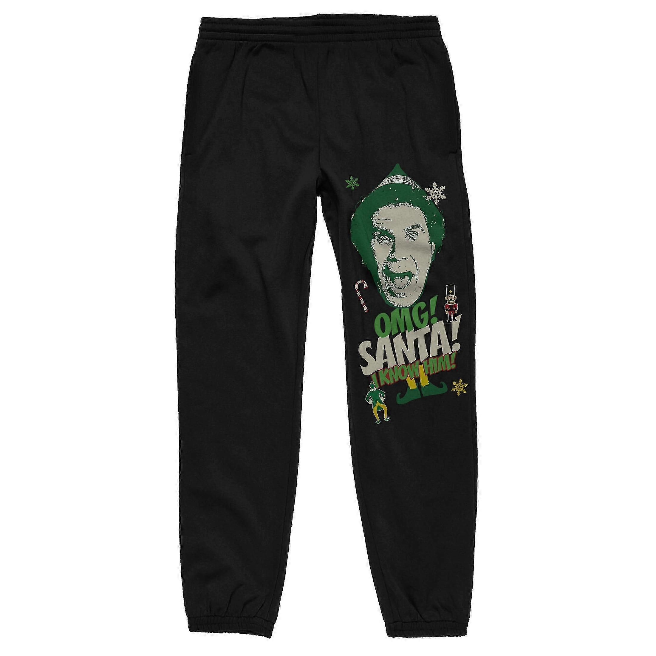 Men's Black Graphic Sweatpants - Suitable for Elf Theme