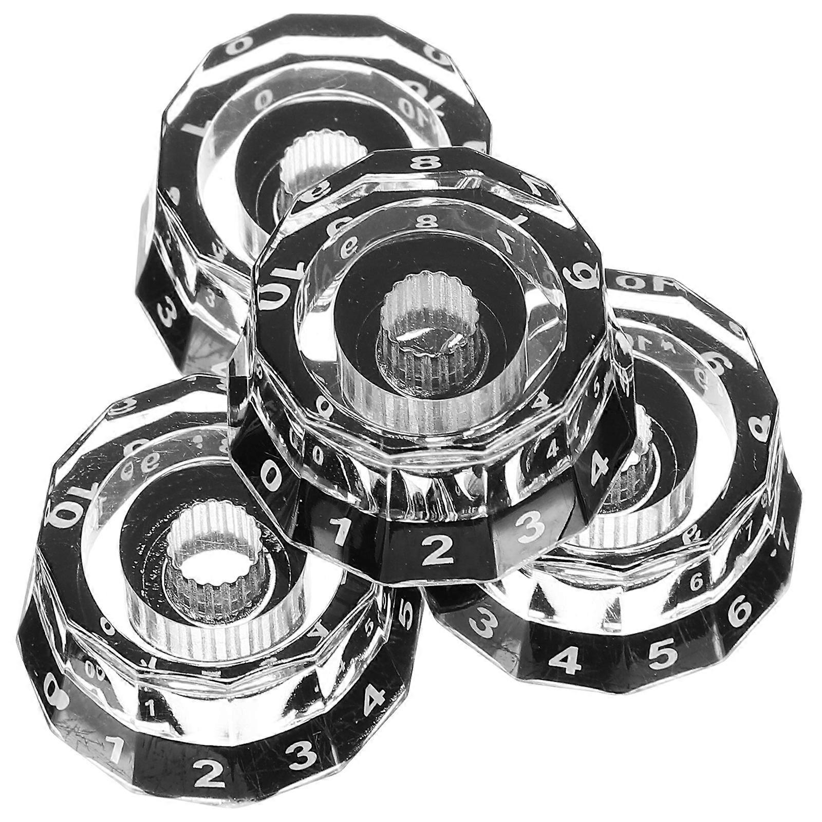 مقبض التحكم في مستوى الصوت مقابض صوت الغيتار الكهربائي للموسيقيين شكل دائري أسود أكريليك 4 قطع