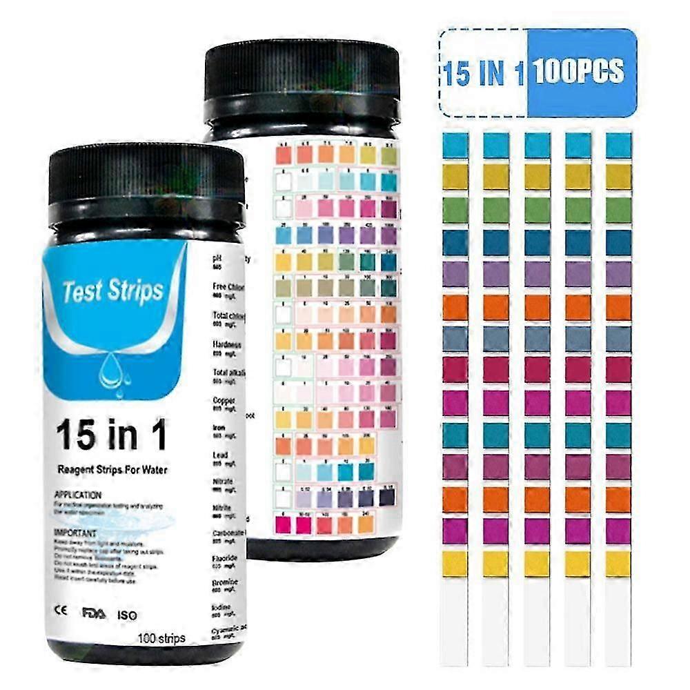 100PC 15in1 Drinking Water Test Kit Strips Home Water Quality Test for Tap Easy
