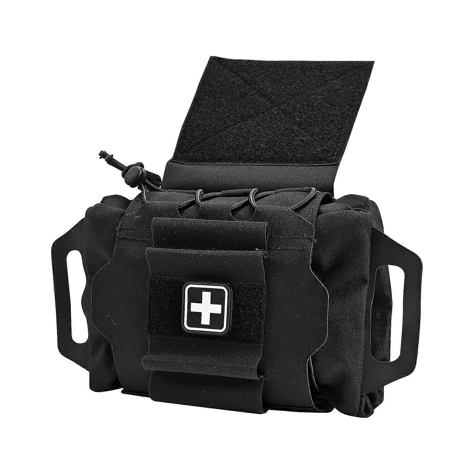 Rapid Deploy IFAK First Aid Kit Tactical Medical Supply Roll Carrier with Hypalon Handle, Black Laminated Fabric, Two-Piece Design