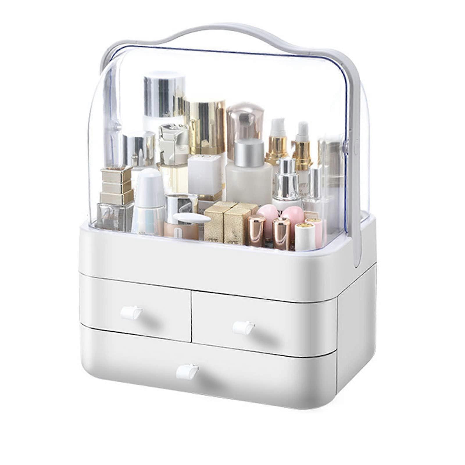 ® Make-up-Organizer, Beauty-Kosmetik-Organizer, 180° drehbare Make-up-Aufbewahrung, Kosmetikbox für Kommode, Badezimmer, Schlafzimmer weiß