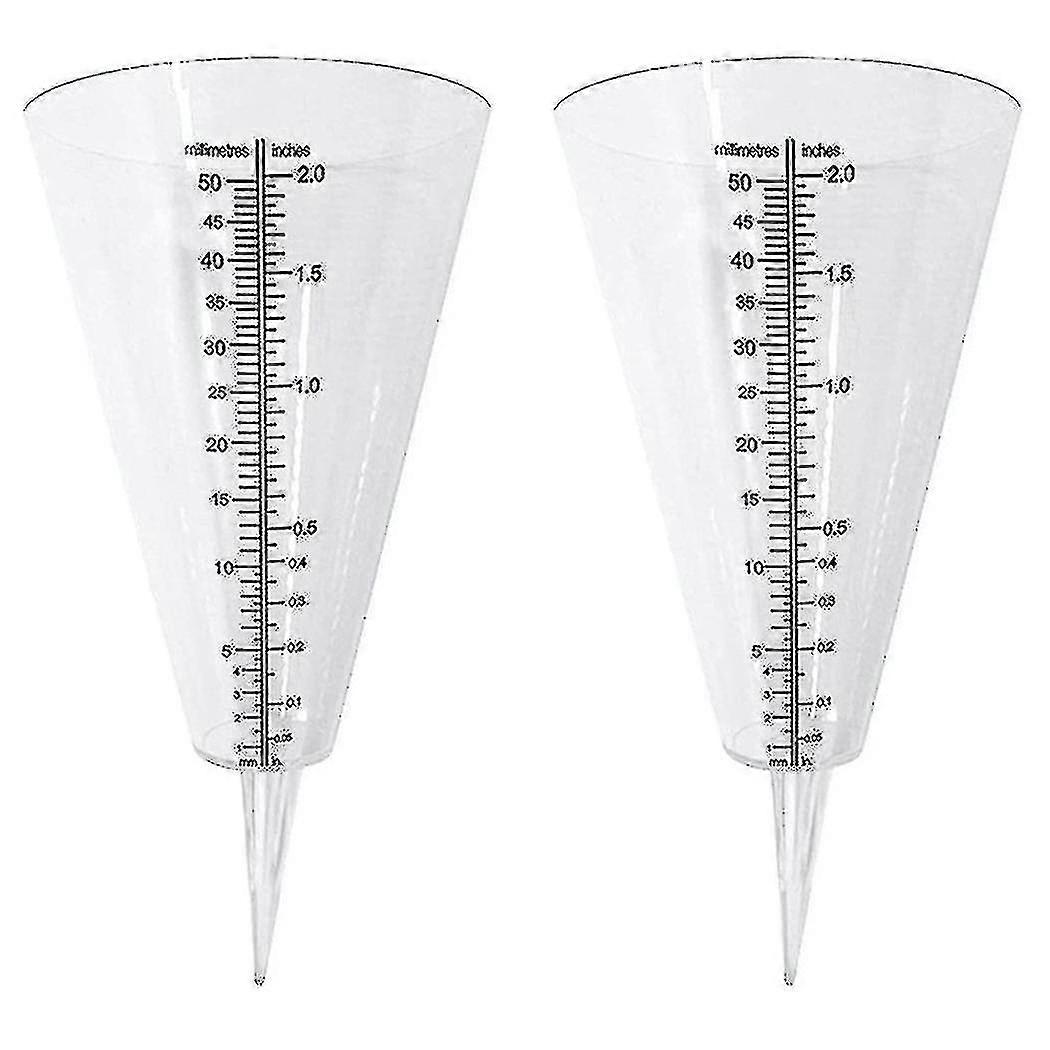 Outdoor Rain Gauge, 2 Pcs Transparent Cone Rain Gauges with Dual Scales for Measuring Rainfall