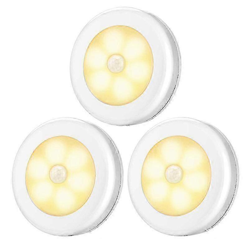 Motion Sensor Night Light Set, 3 Pack Warm White Lights, Automatic On/Off, Ideal for Cabinet Use