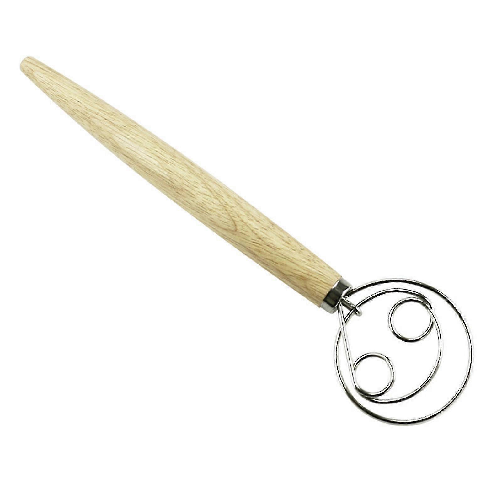 Wooden Handle Whisk Flour Coil Stirrer Egg-beater Kitchen Baking Tool