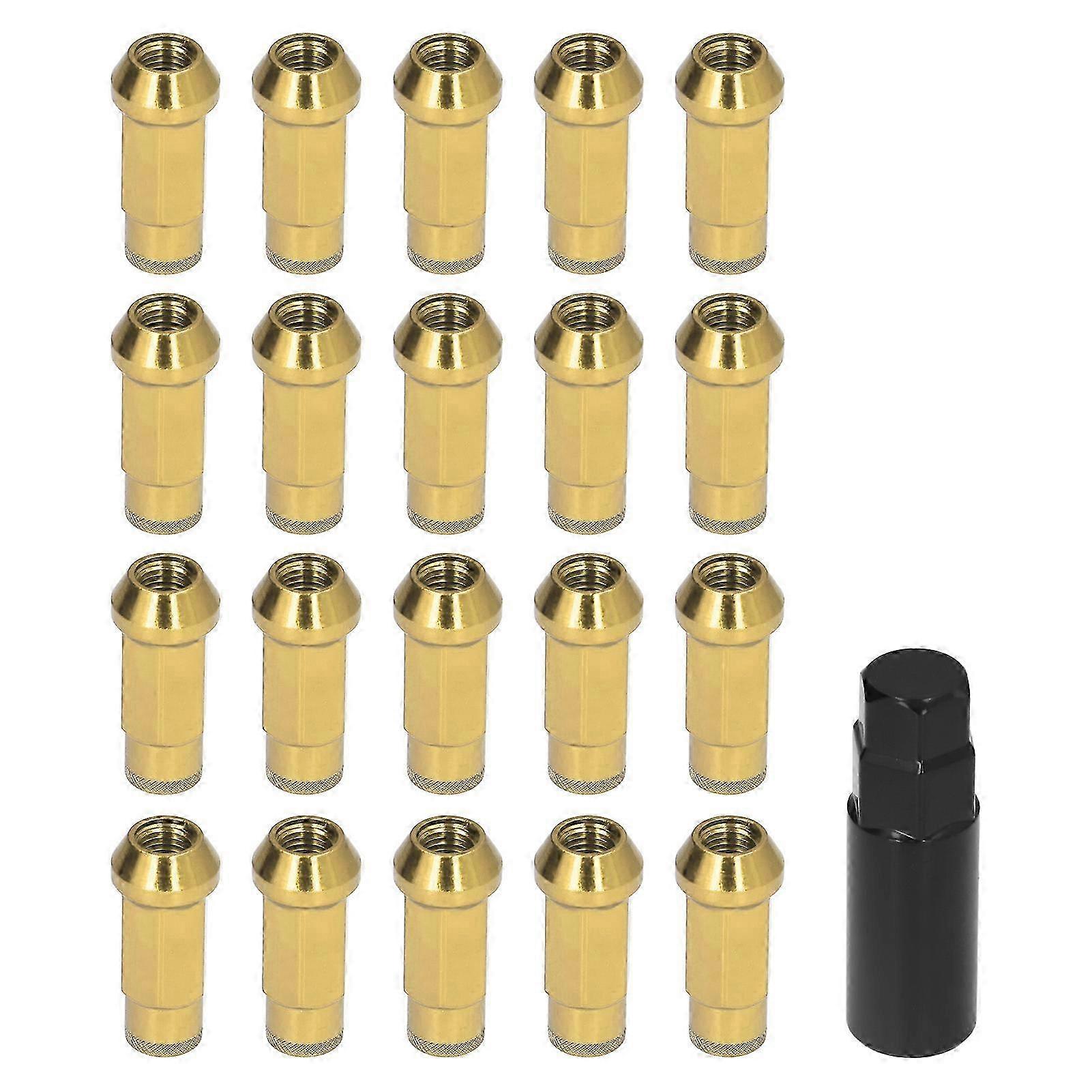 20Pcs M12x1.5 Wheel Lug Nuts with Wrench Socket High Hardness Replacement for Certain Vehicles Gold