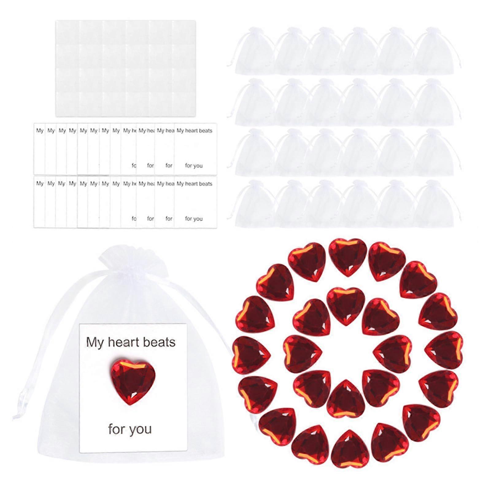 Heart-Shaped Jewelry Set with Drawstring Pouch for Valentine's Day, Cute Party Decorations, 2 Pieces