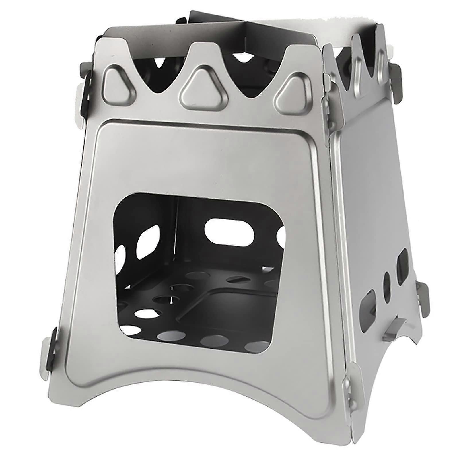 Portable foldable titanium camping stove, wood burner for outdoor use