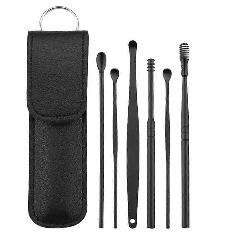 منظف الأذن Latuzio ، مجموعة أدوات منظف شمع الأذن ، تنظيف الأذن بأسمائها الحقيقية من الفولاذ المقاوم للصدأ (أسود)