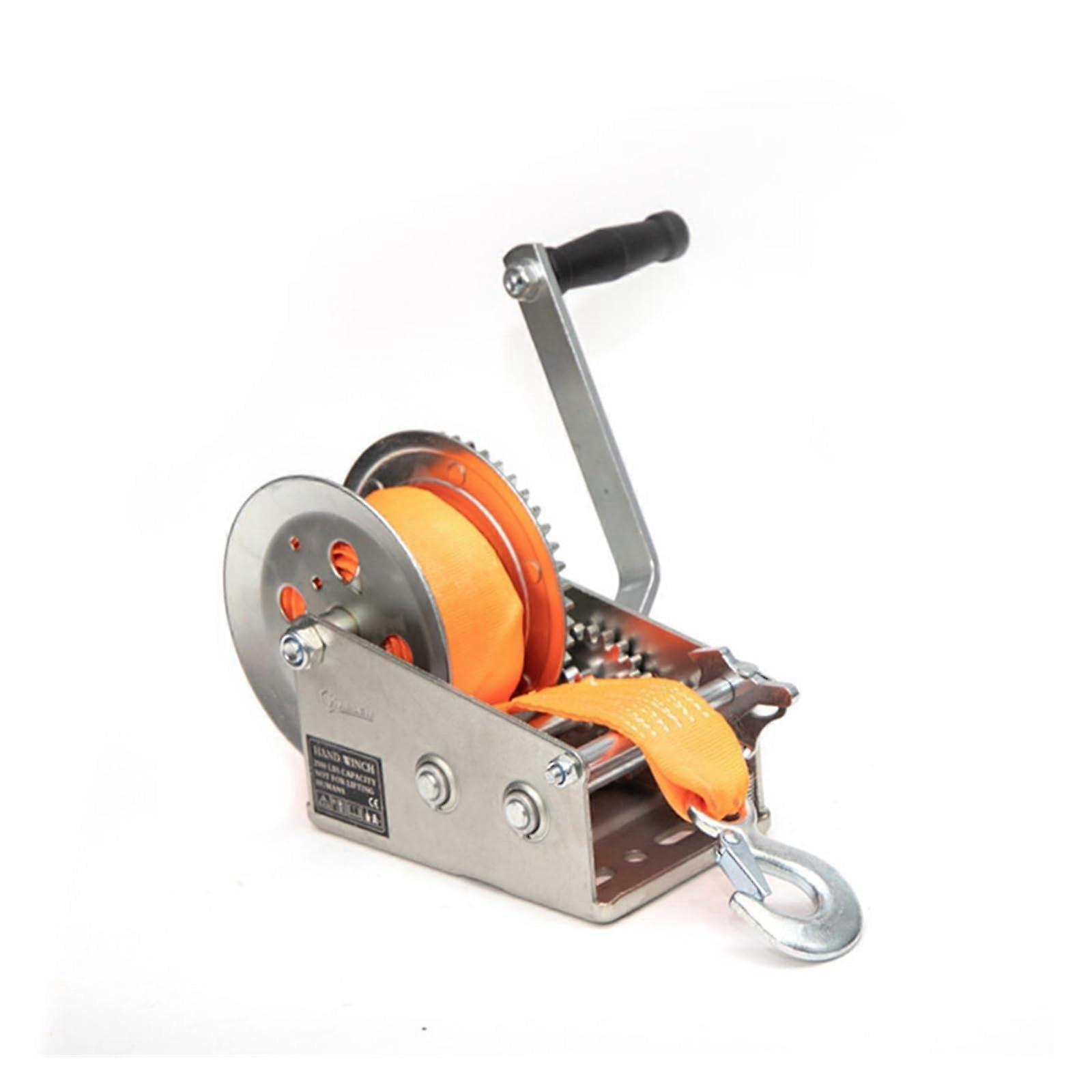 Manual cable winch, manual winch, 2500 pounds, small manual hand winch, boat trailer winch with orange strap, 2speed for home and farm use Ref: 9351