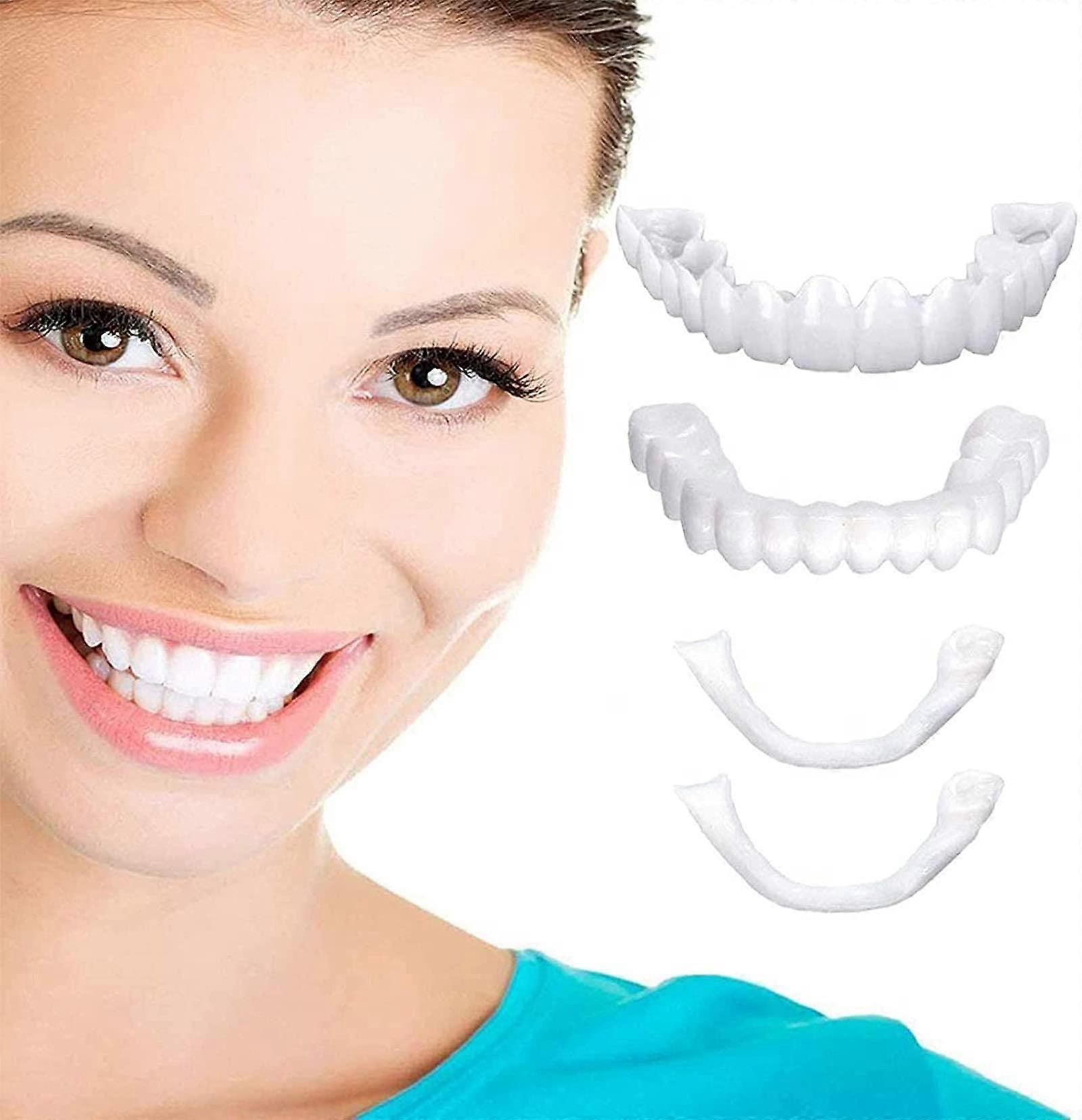 ClipOn Dentures, 2 Pairs Temporary Dentures, Cosmetic Veneers, False Teeth
