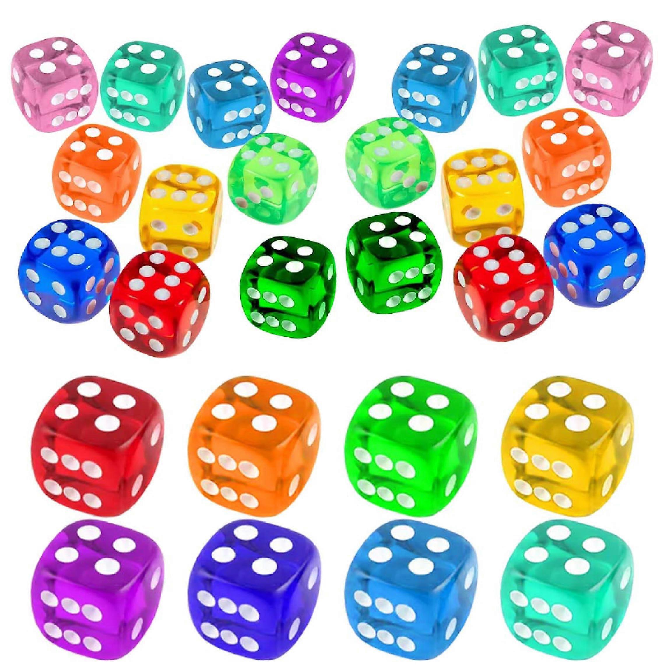 Colorful Resin Dice, 20 Pieces, Large Number Dice, Party Game Dice, 6Sided Dice, Kids Toys