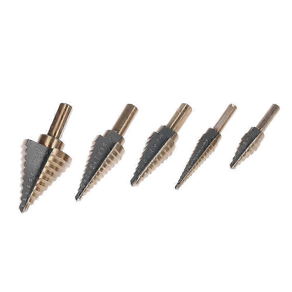 5pcs High Speed Steel 4241 Step Drill Bit Set Metal Drilling Tool for Metal Wood Drilling Tool with Aluminum Box Step Cone Drill