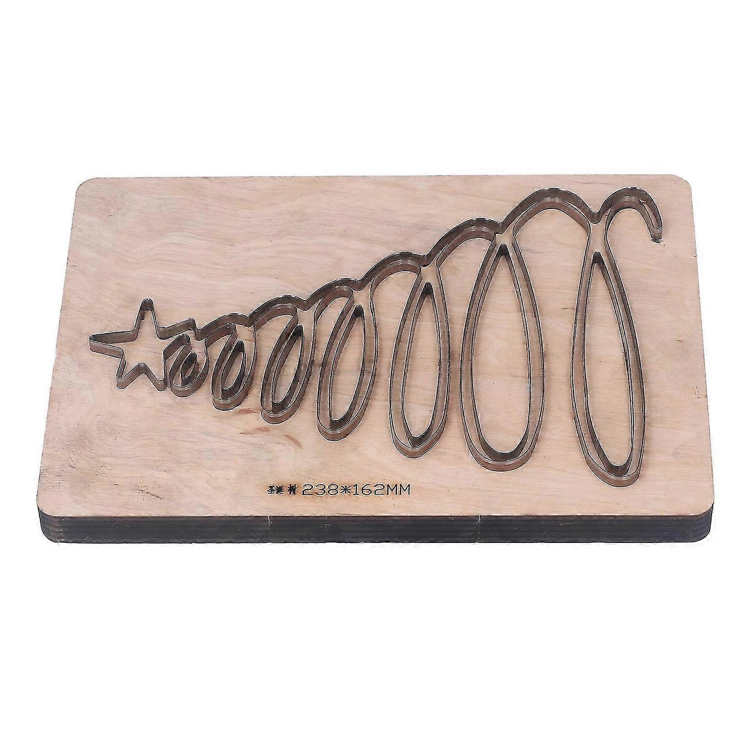 Leather Cutting Die with Wooden Board Alloy Steel Christmas Tree Hand Punching Die for DIY Crafting
