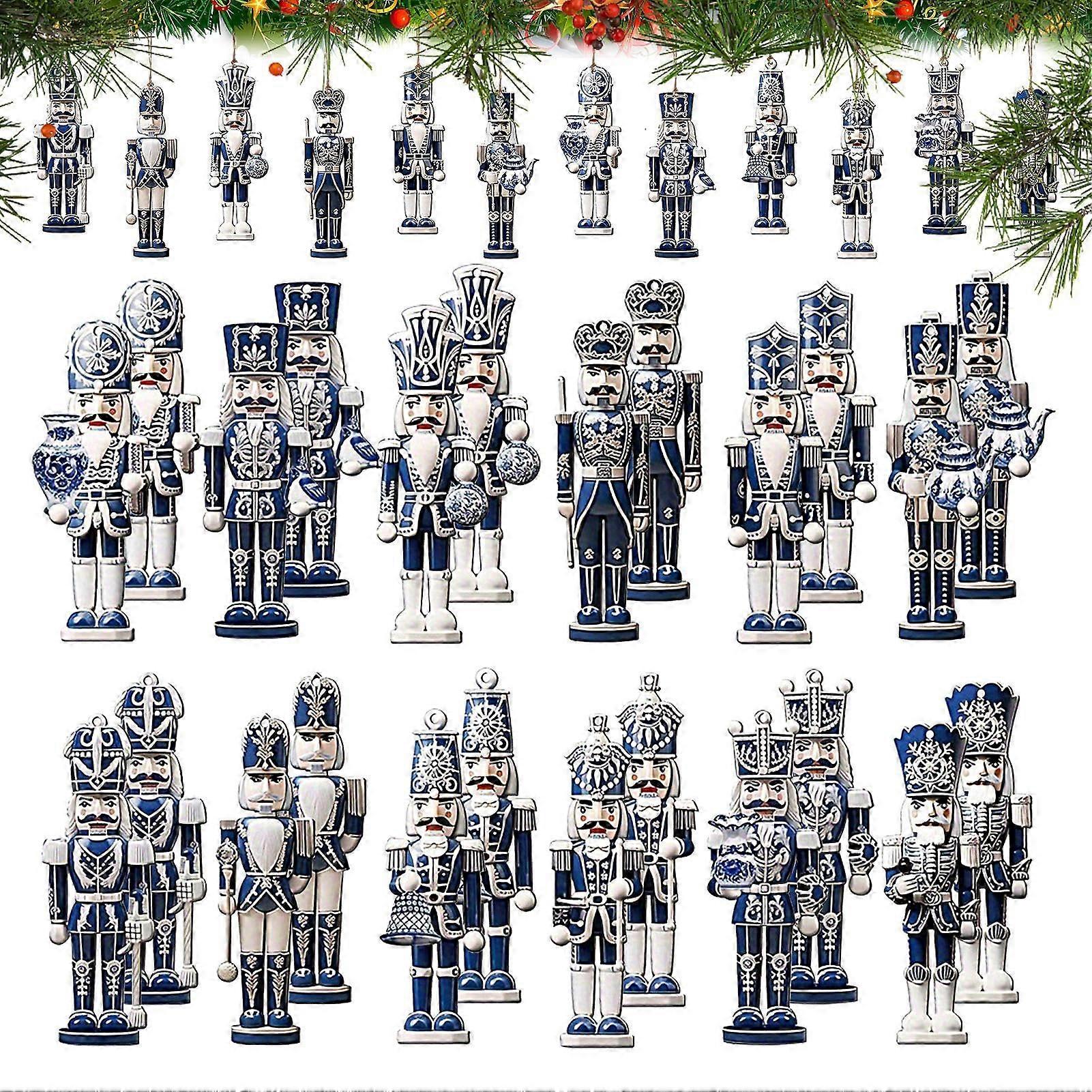 Nutcracker Ornaments for the Christmas Tree, 36 Pieces Wooden Nutcracker Decorations in Classic Style