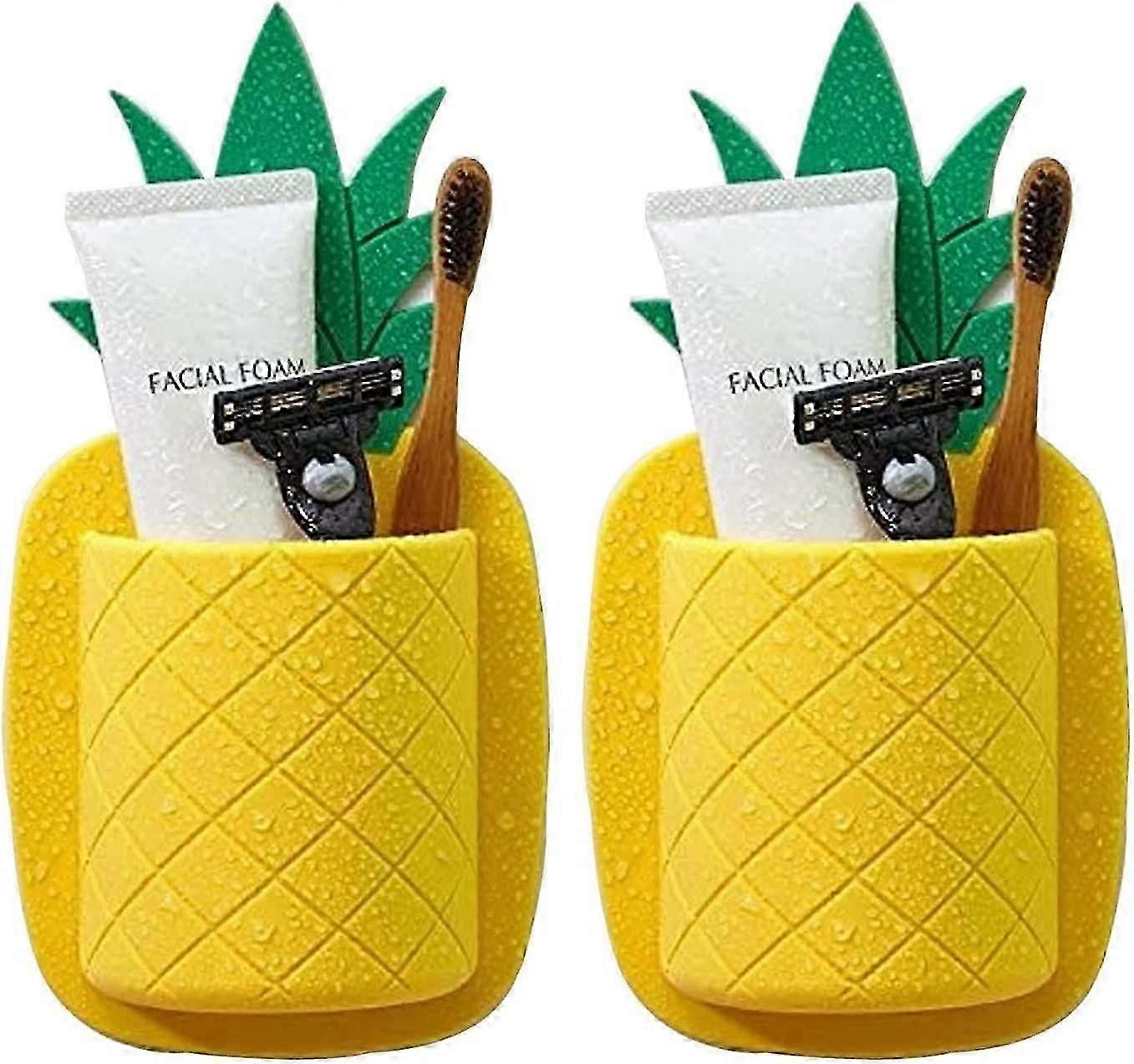Wall-Mounted Pineapple Toothbrush Holder for Fun and Functional Bathroom Storage