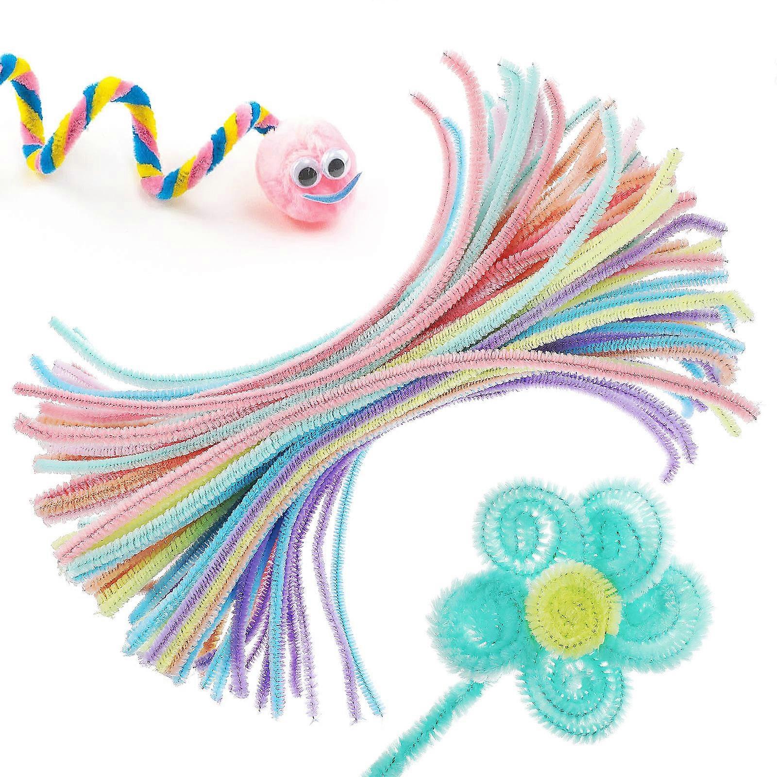 100pcs Soft Chenille Stems for DIY Crafts, Bendable Fuzzy Sticks for Arts and Pipe Cleaner Projects