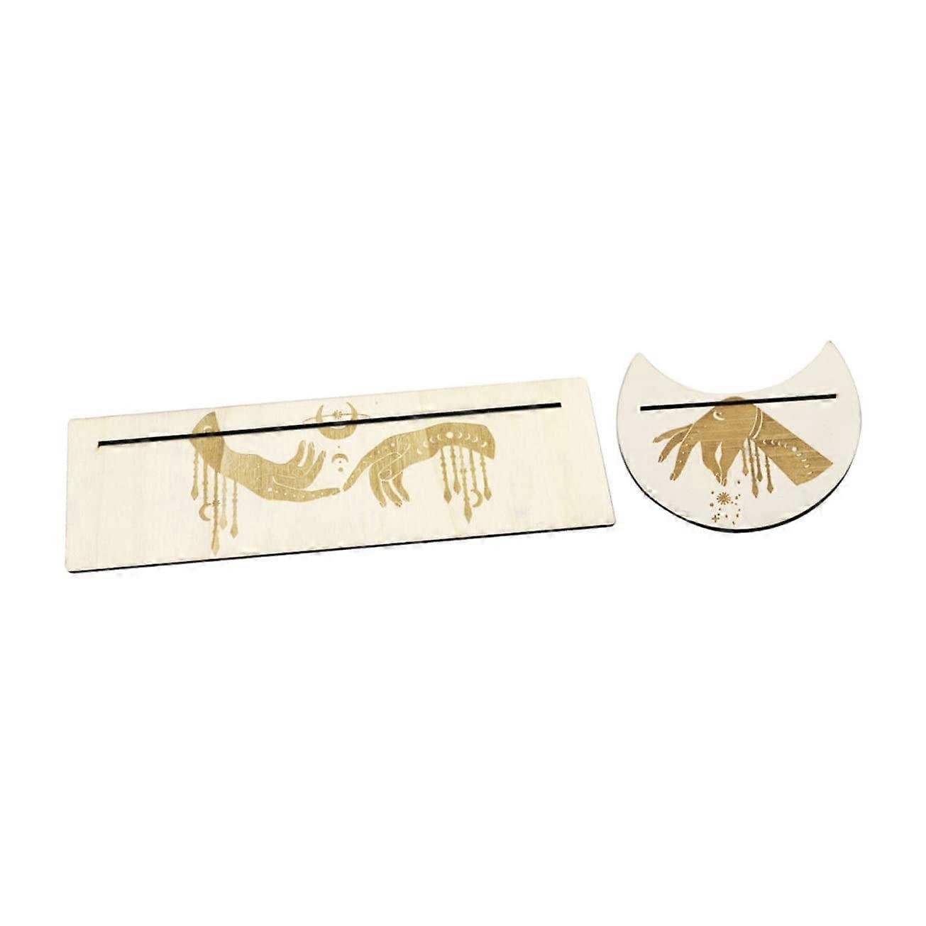 Moon Tarot Card Holder Stand Set for Divination, Handmade Wooden Tarot Deck Display