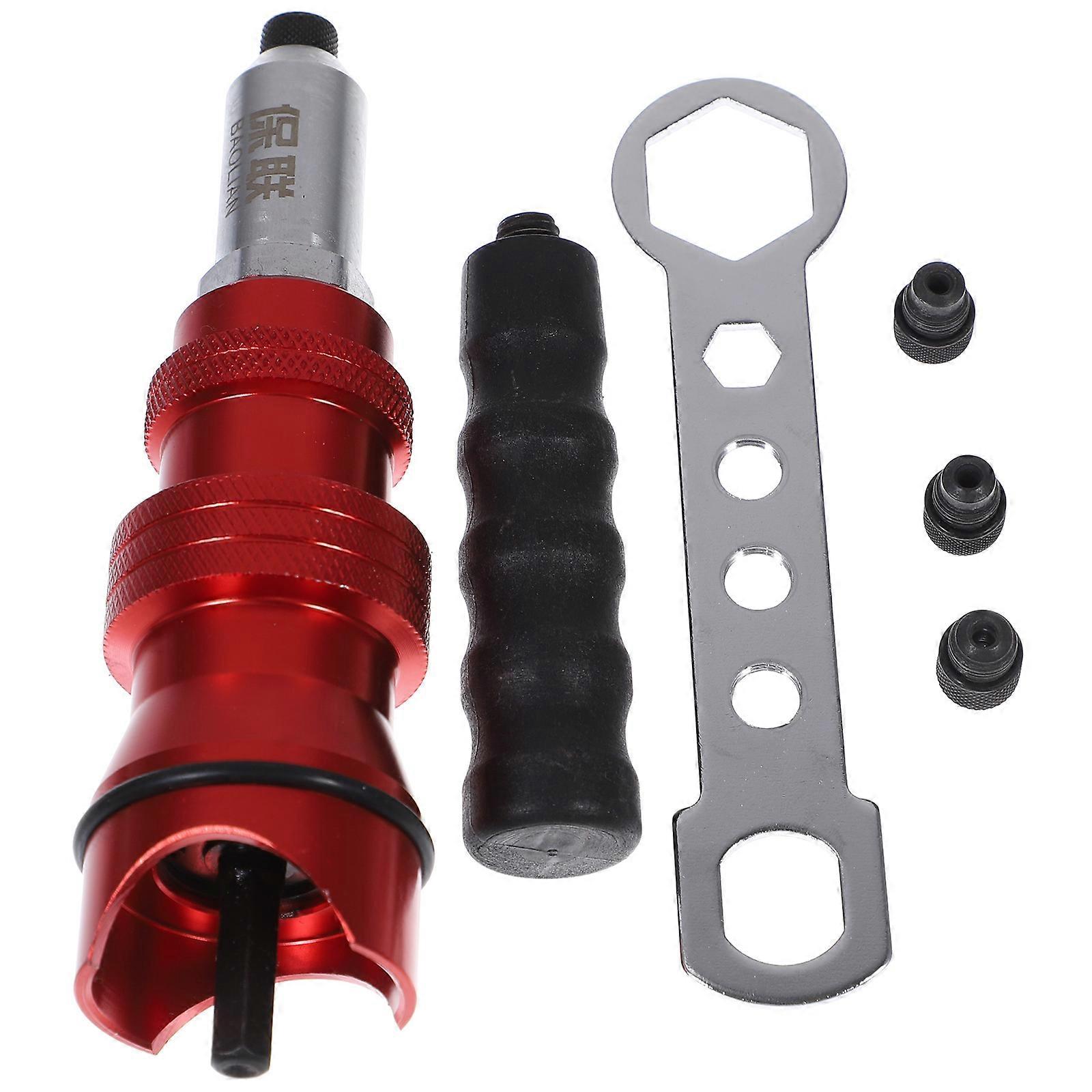 Electric Powered Rivet Tool Rivet Tool For Home Projects 17.5X4.5CM Red Aluminum Alloy Portable Use 1Set