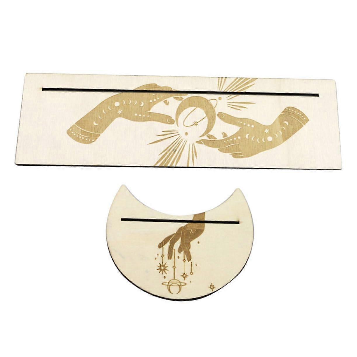 Tarot Card Holder Set Wooden Stand Decorative Tray for Tarot Card Games Moon Phase Design Premium Frame