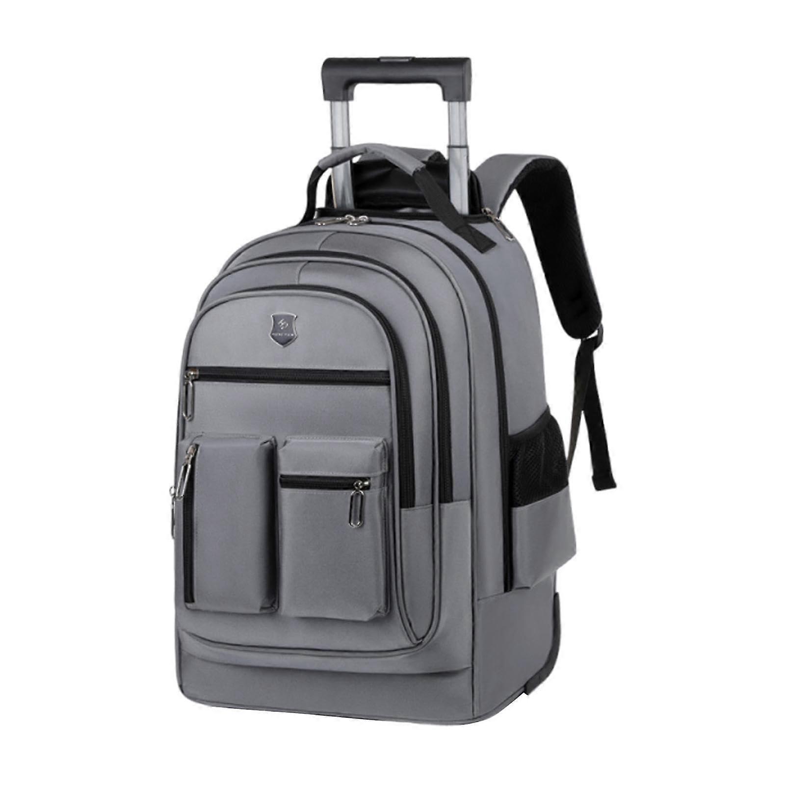 Travel Backpack with Wheels Trolley Business Cabin Bag Luggage Business Bag Lightweight Rolling Laptop Briefcase for Travel, gray