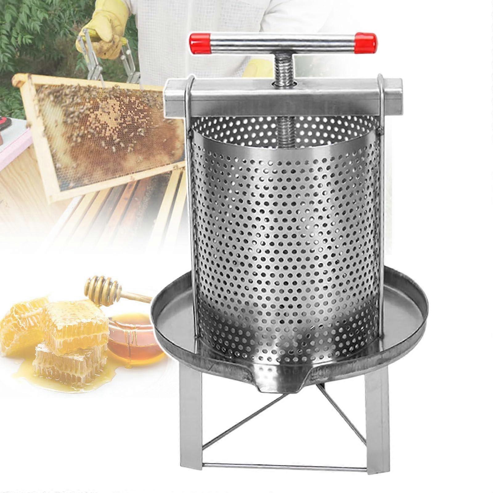 Manual Honey Press Stainless Steel Drum With Honeycomb Pattern, 3 Filter Bags, For Apiaries And Food Processing Plants