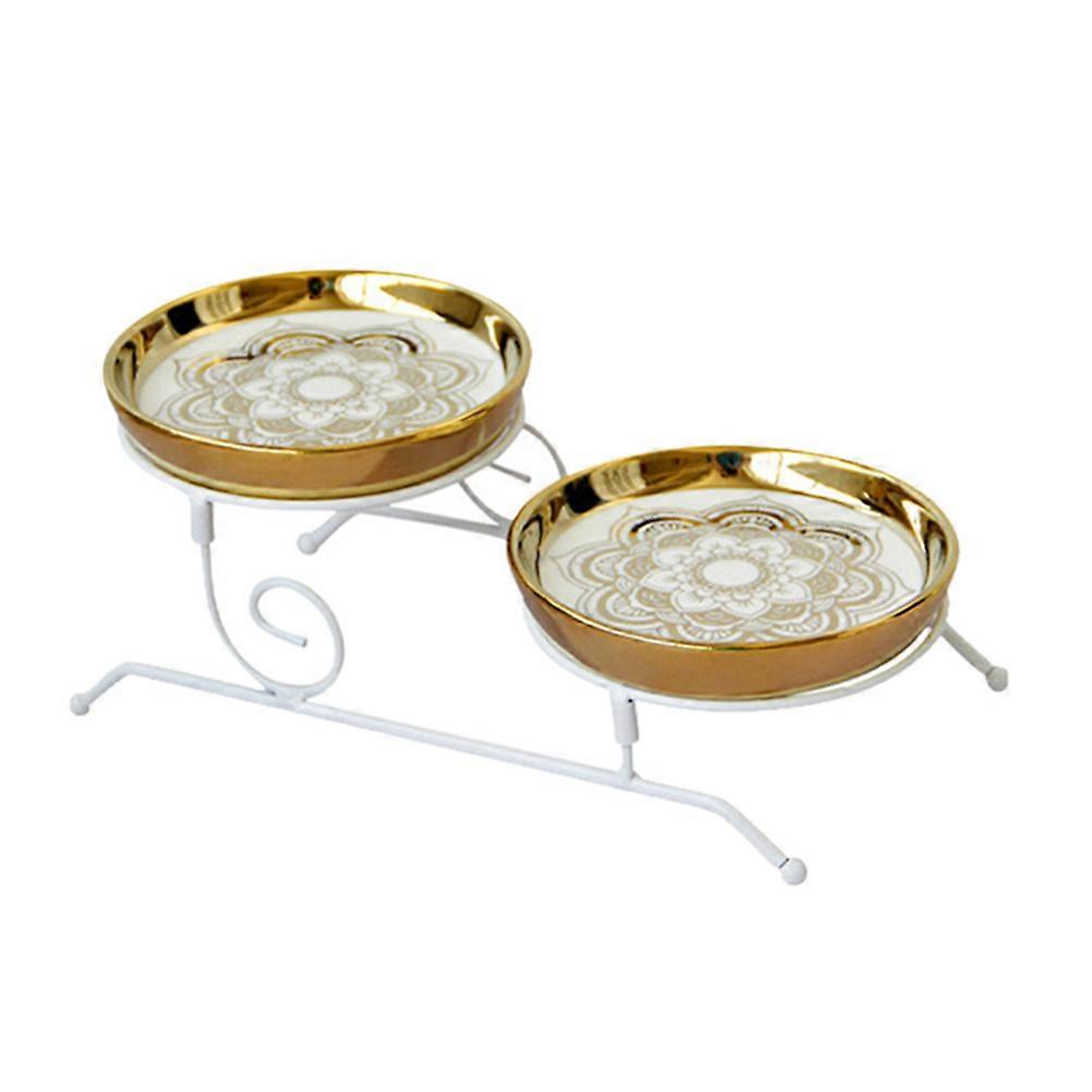 Double-layer Cake Holder Dessert Tray Households Ceramic Storage 1 Set