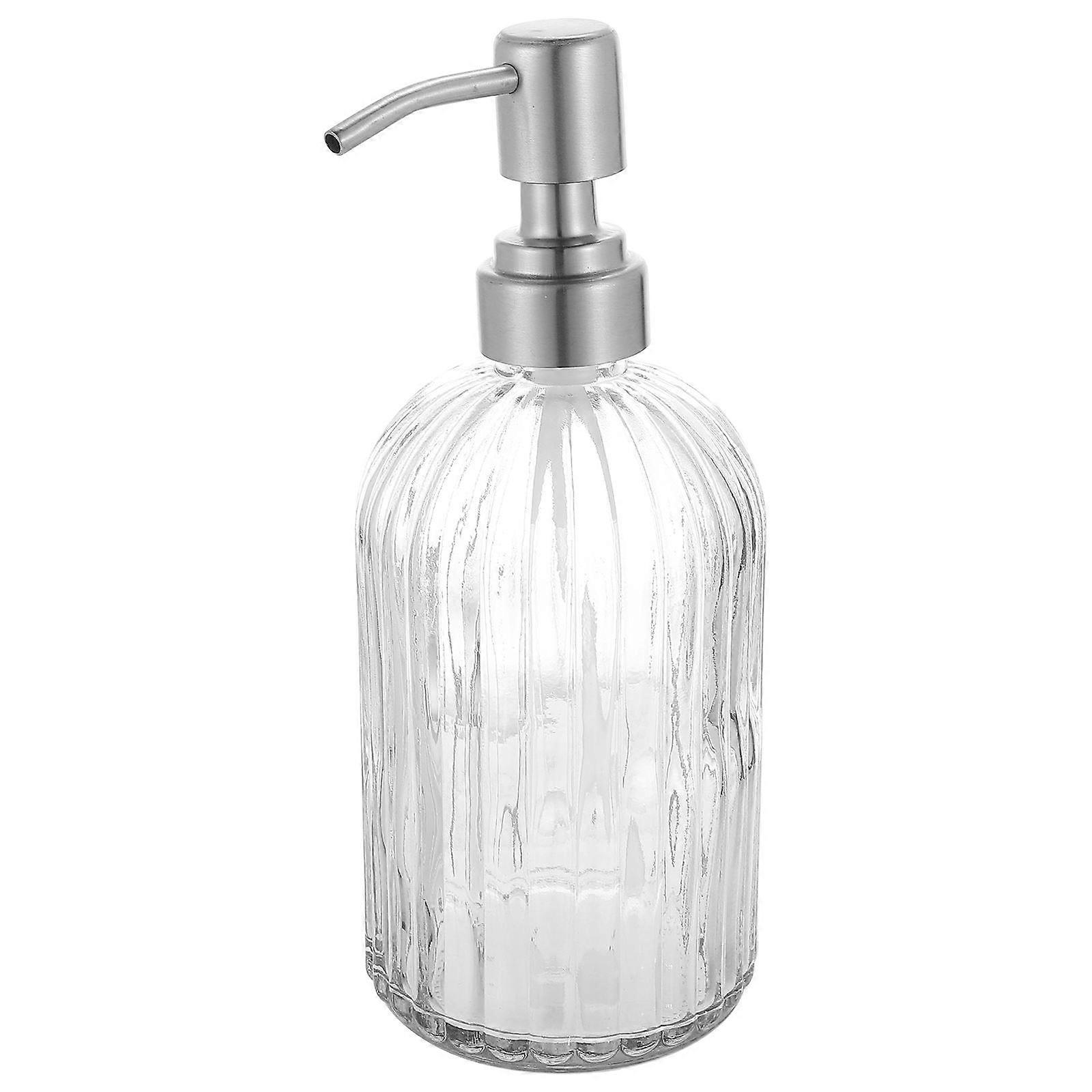 Bathroom Soap Dispensers Clear Glass Lotion Bottle for Home Decorative Use 19x7.6x7.6cm 1Pack