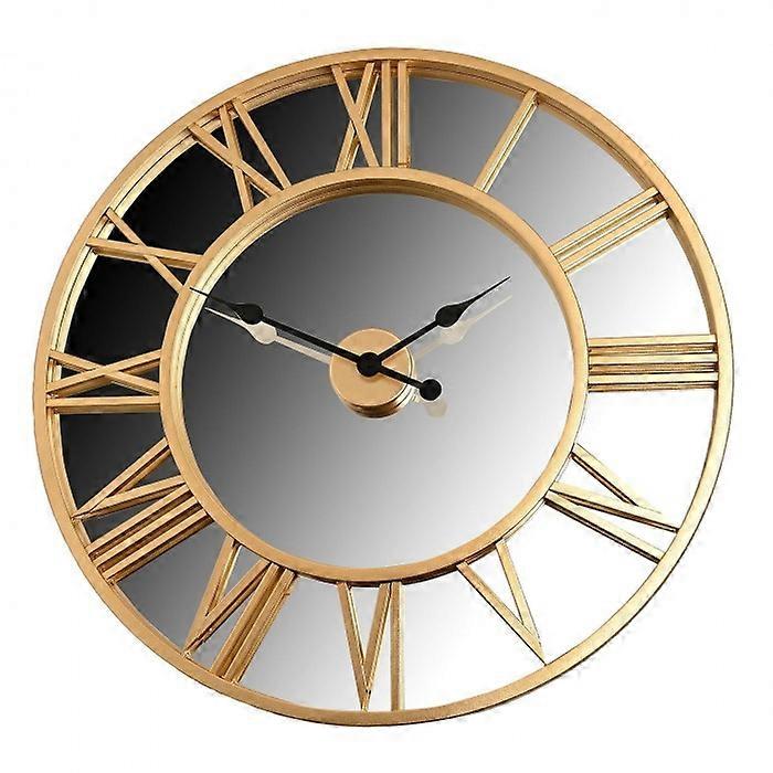 Hometime Retro Gold Cased Mirrored Roman Dial Wall Clock 76cm